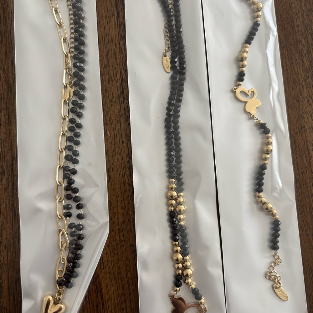 Black and Gold Beaded Necklace Collection